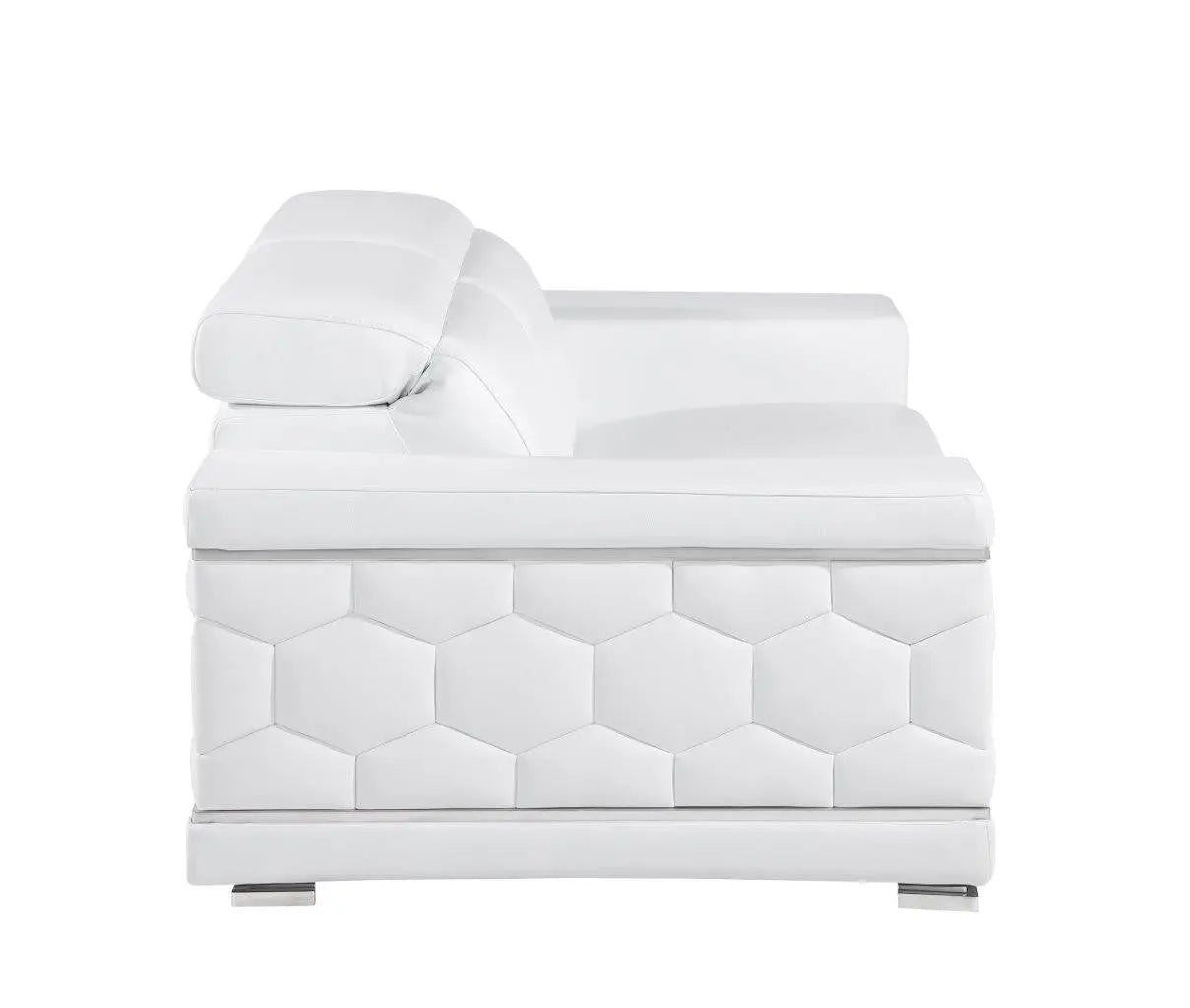 71" White And Silver Genuine Leather Love Seat Homeroots Living Room