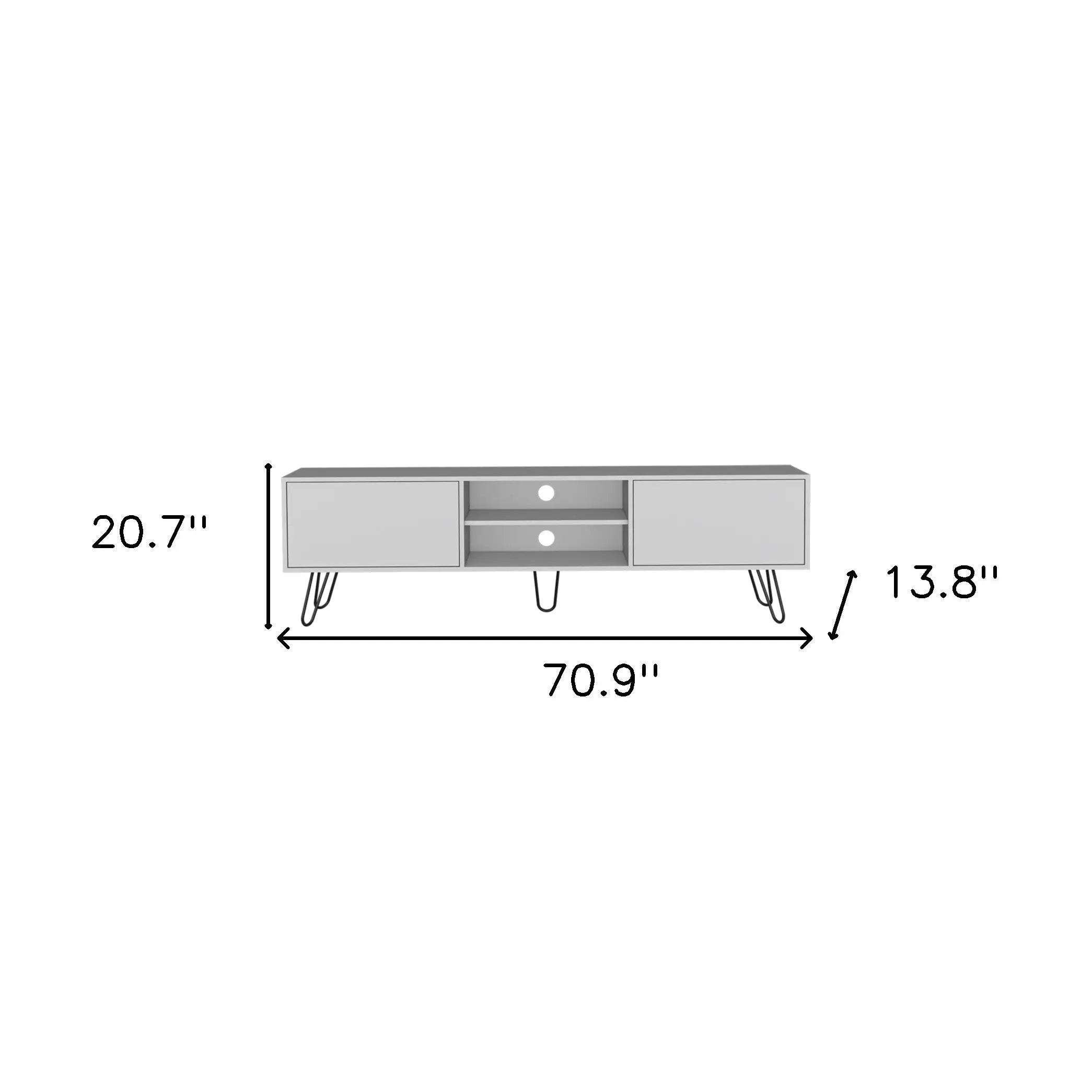 71" White Cabinet Open And Enclosed Storage TV Stand Homeroots Living Room