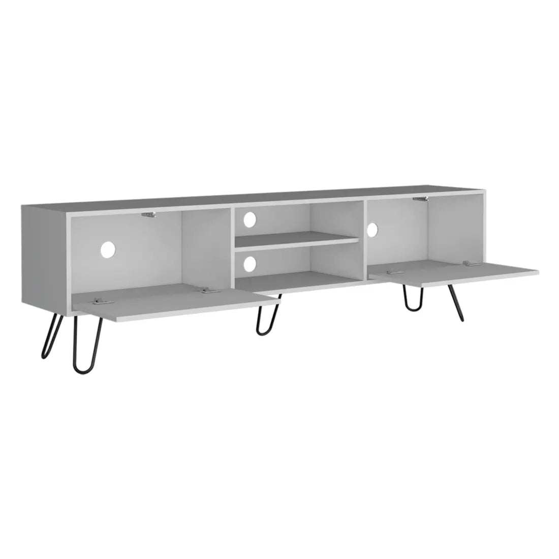 71" White Cabinet Open And Enclosed Storage TV Stand Homeroots Living Room