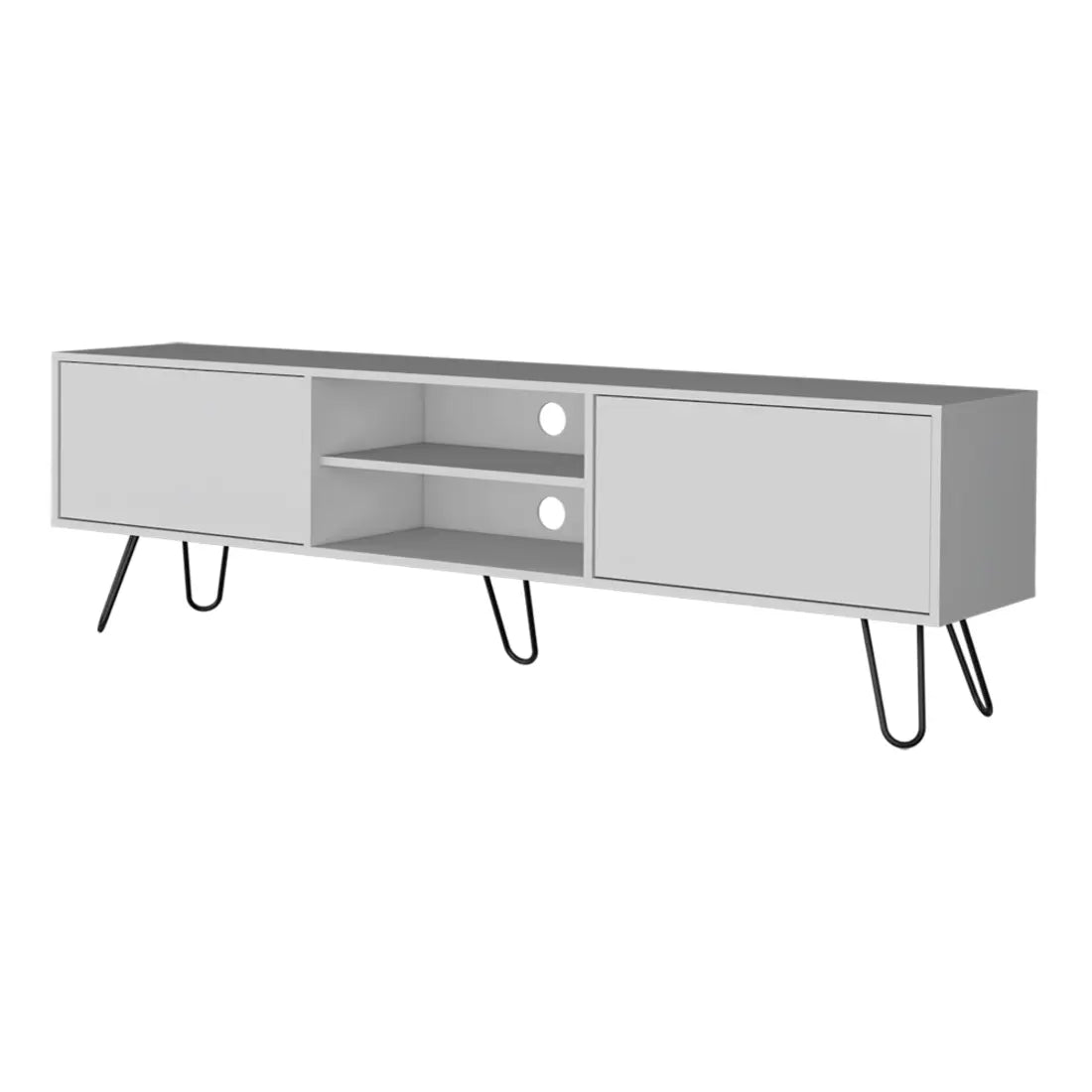 71" White Cabinet Open And Enclosed Storage TV Stand Homeroots Living Room