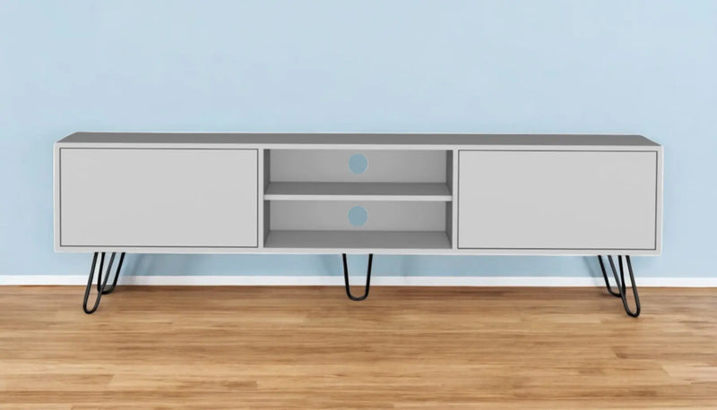 71" White Cabinet Open And Enclosed Storage TV Stand Homeroots Living Room