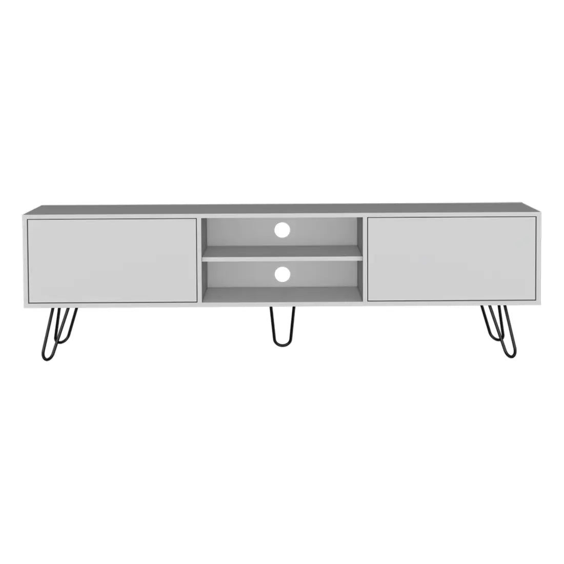 71" White Cabinet Open And Enclosed Storage TV Stand Homeroots Living Room
