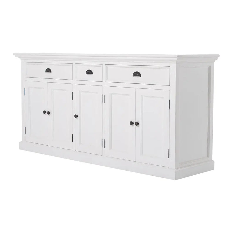 71" White Solid Wood Three Drawer Sideboard with Five Doors Homeroots Kitchen & Dining