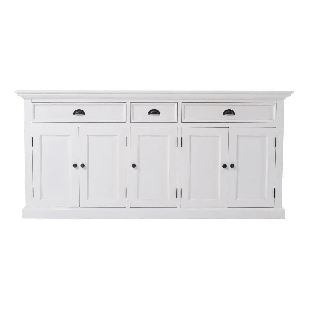 71" White Solid Wood Three Drawer Sideboard with Five Doors Homeroots Kitchen & Dining