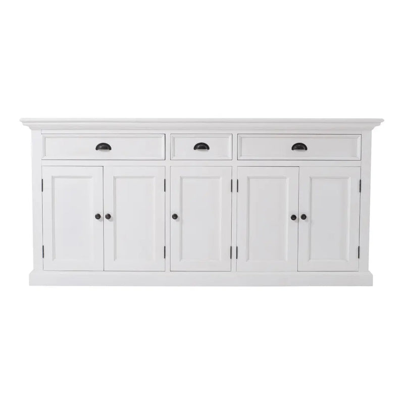 71" White Solid Wood Three Drawer Sideboard with Five Doors Homeroots Kitchen & Dining