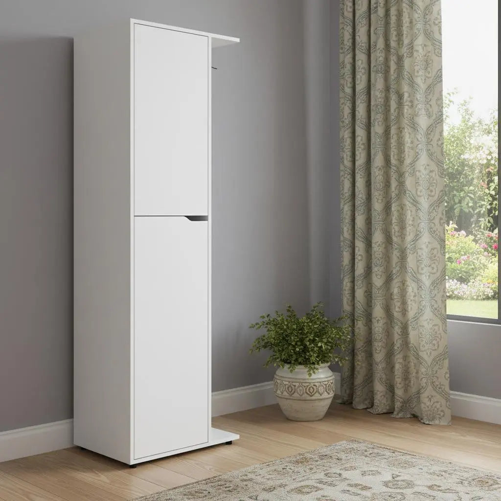 71" White Wood Accent Cabinet With Two Doors Homeroots Kitchen & Dining