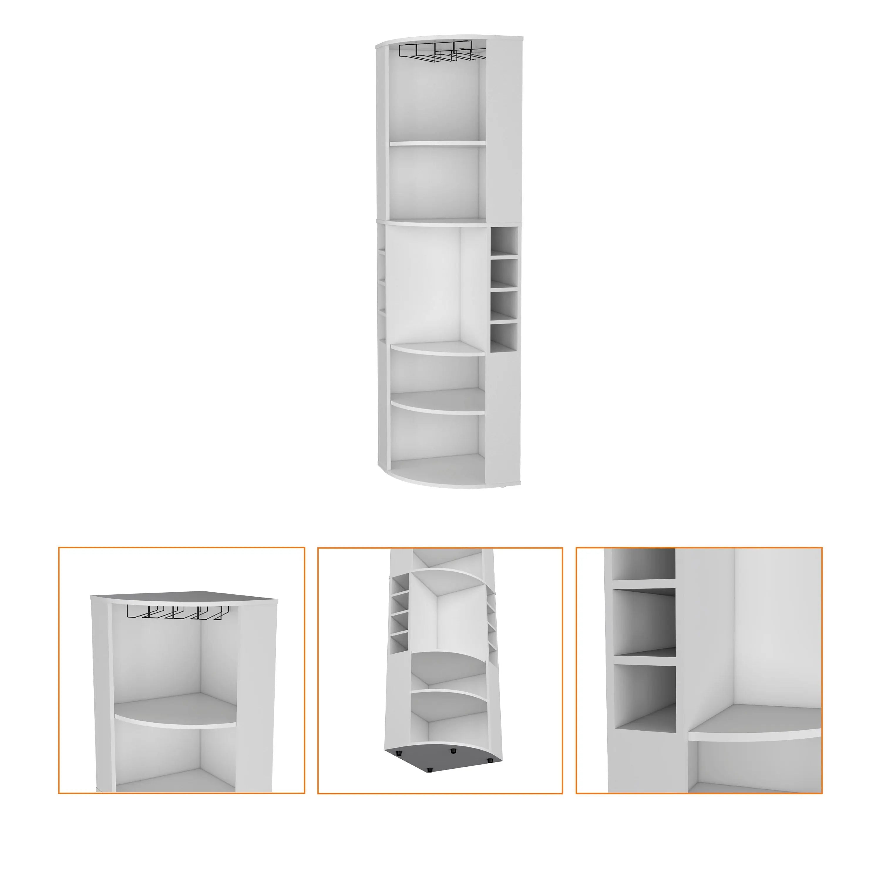 71" White Wood Corner Bar Cabinet Homeroots Kitchen & Dining