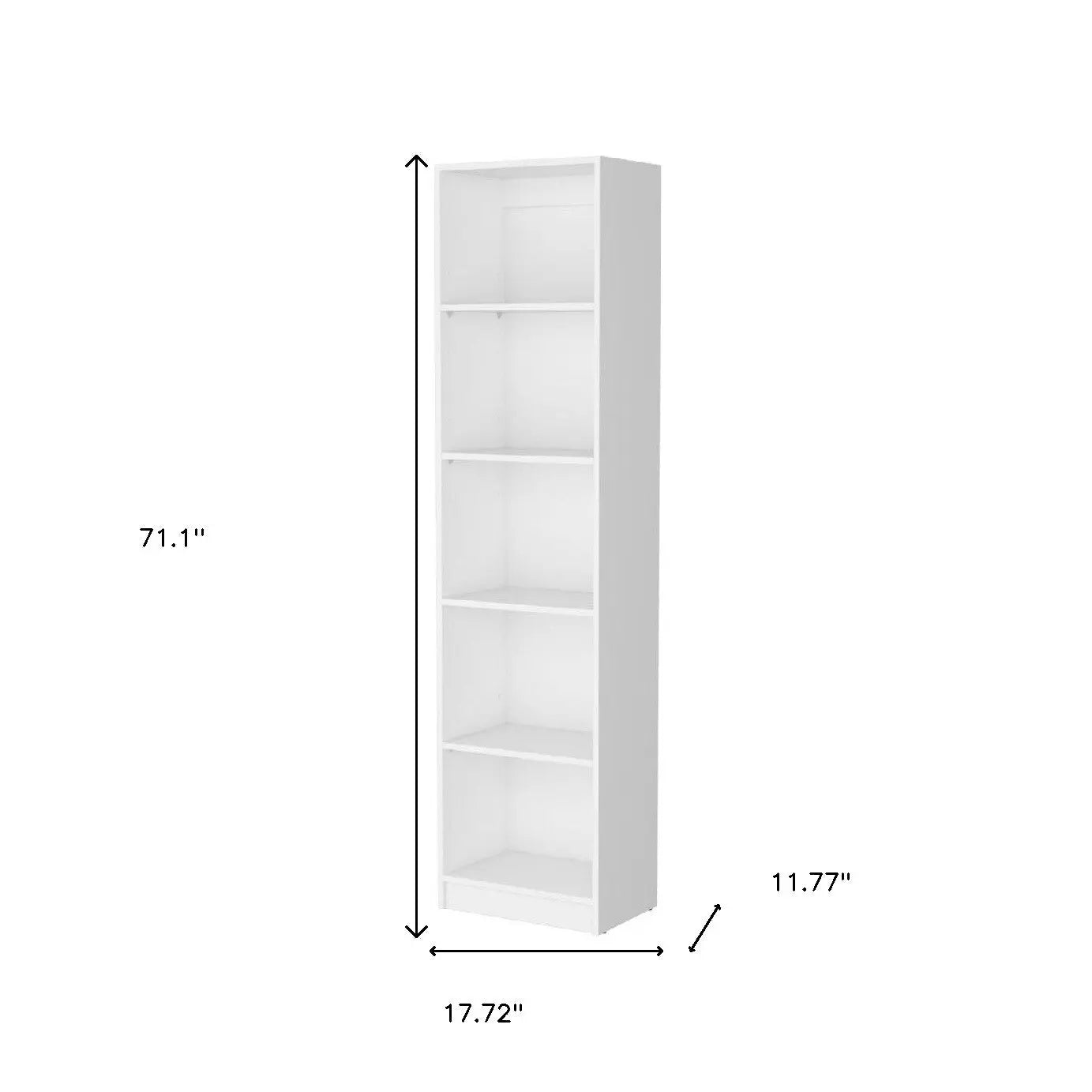 71" White Wood Five Tier Bookcase Homeroots Office