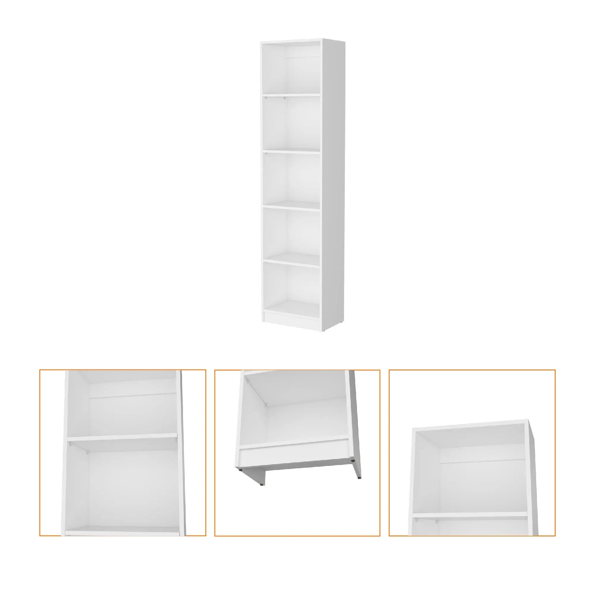 71" White Wood Five Tier Bookcase Homeroots Office