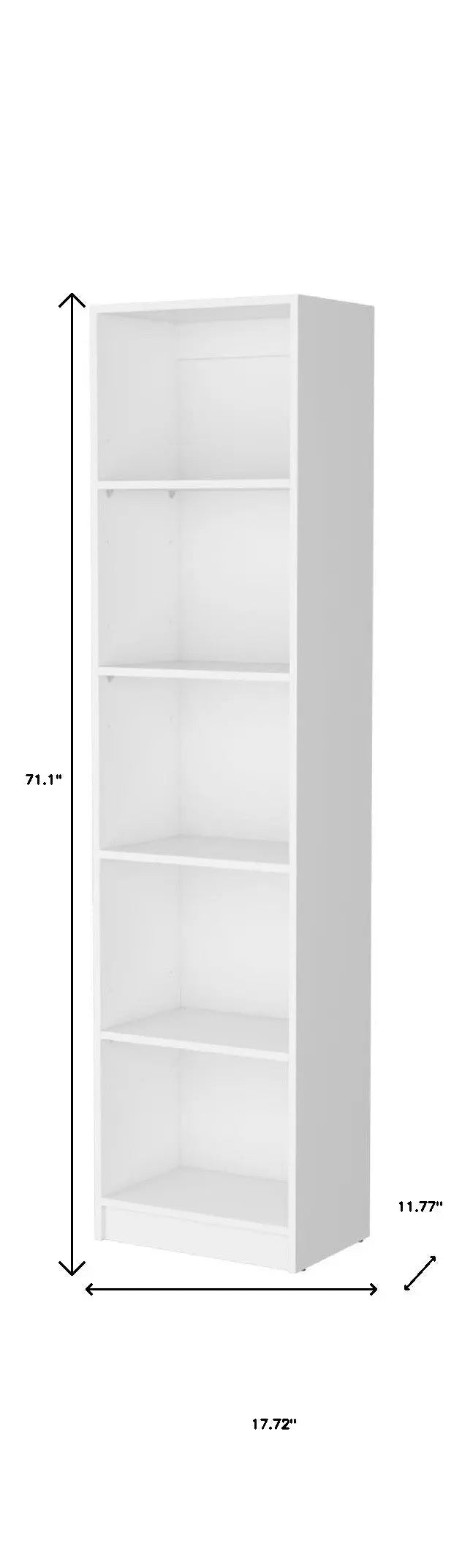 71" White Wood Five Tier Bookcase Homeroots Office