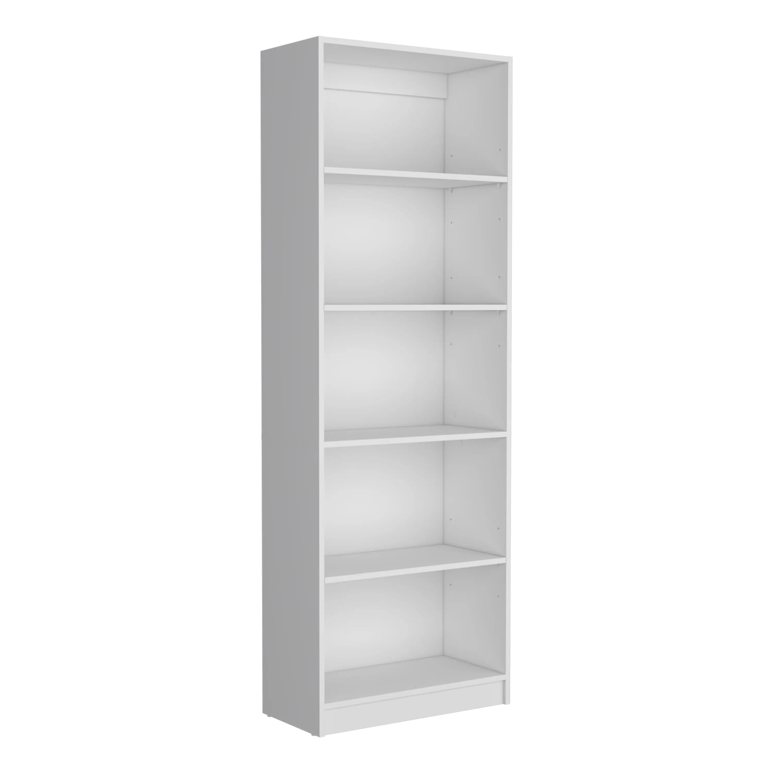 71" White Wood Five Tier Bookcase Homeroots Office