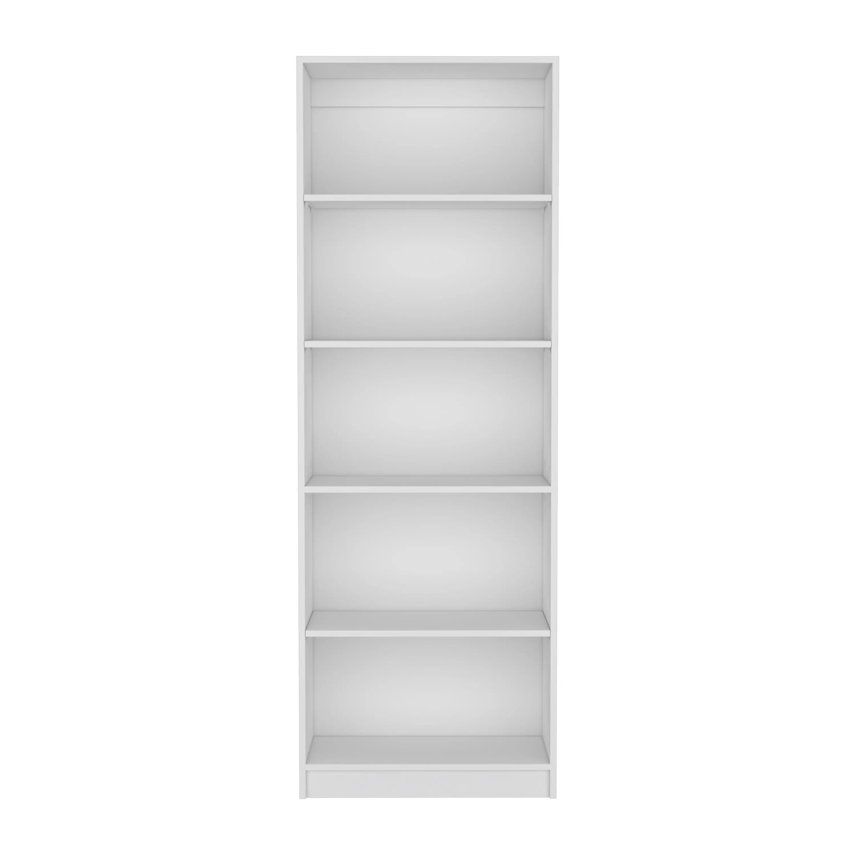 71" White Wood Five Tier Bookcase Homeroots Office