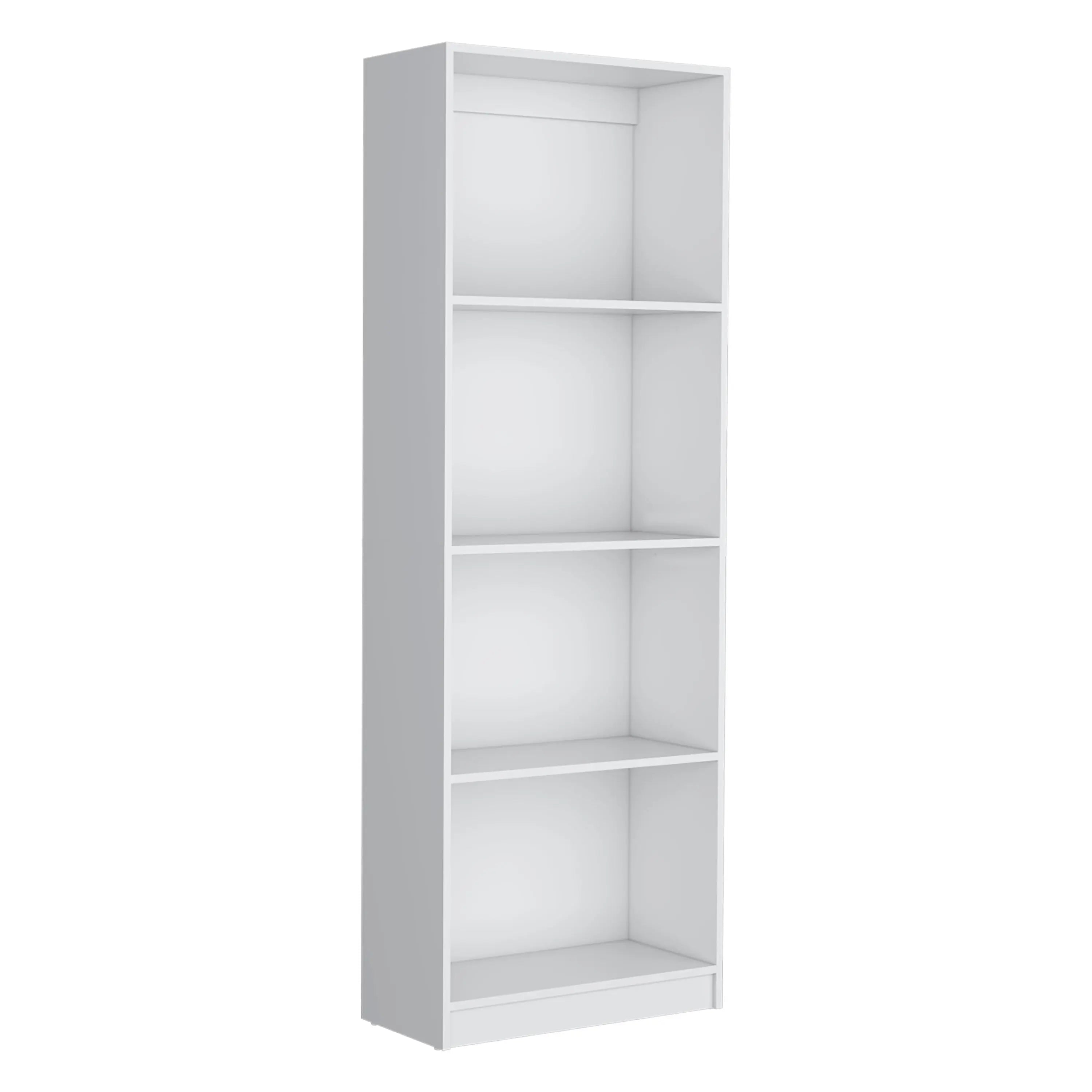 71" White Wood Four Tier Bookcase Homeroots Office