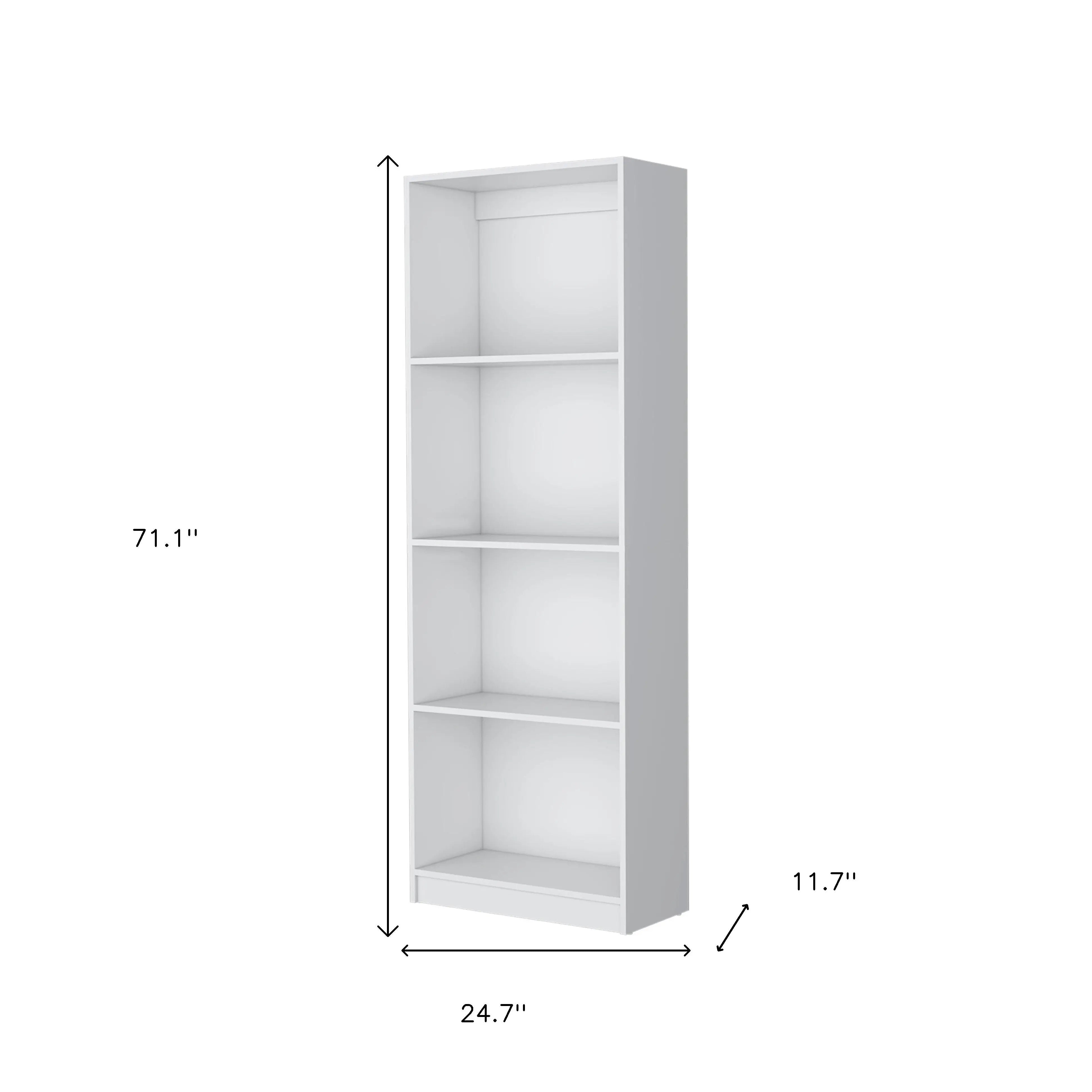 71" White Wood Four Tier Bookcase Homeroots Office