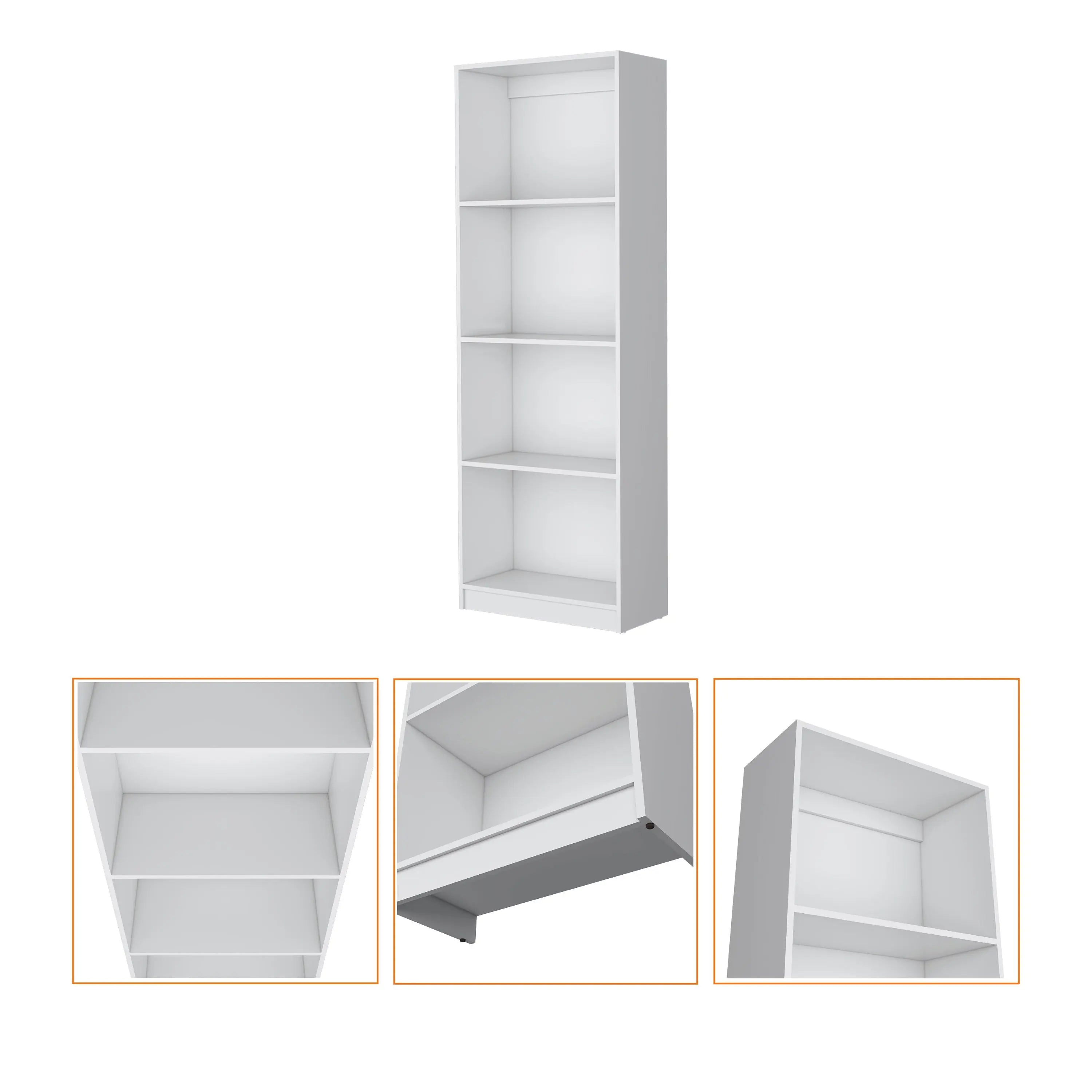 71" White Wood Four Tier Bookcase Homeroots Office