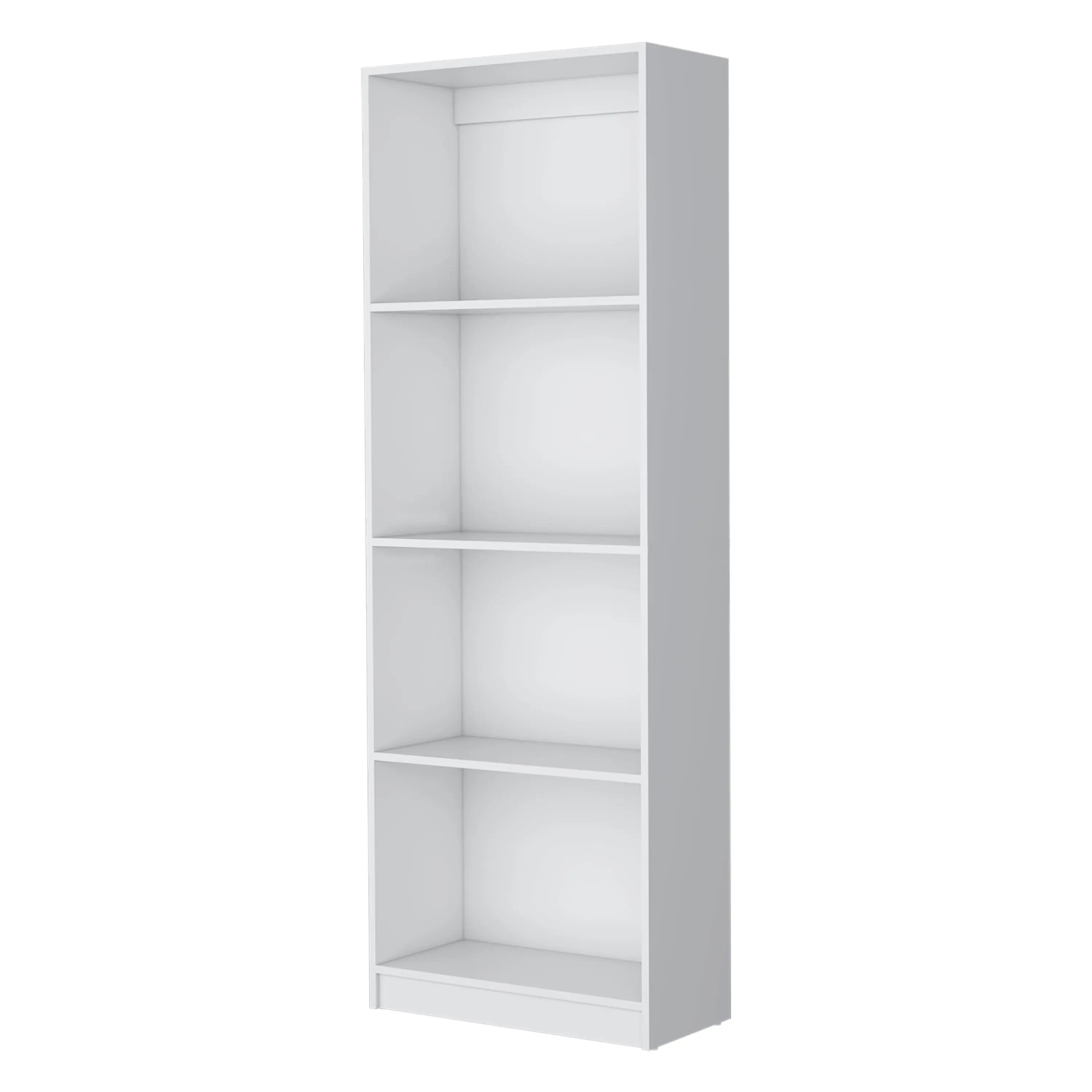 71" White Wood Four Tier Bookcase Homeroots Office