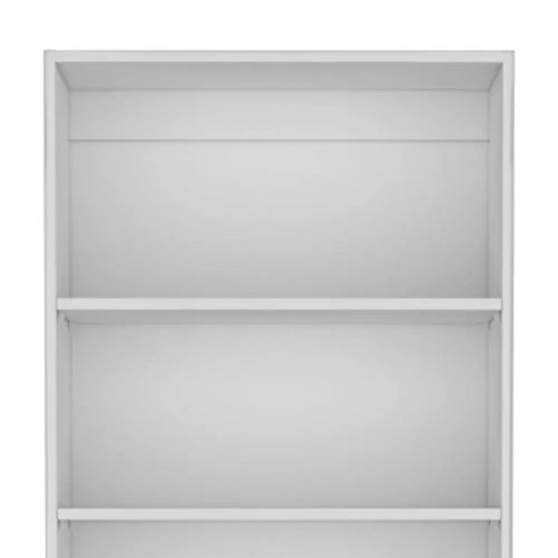 71" White Wood Three Tier Bookcase with Two Doors Homeroots Office