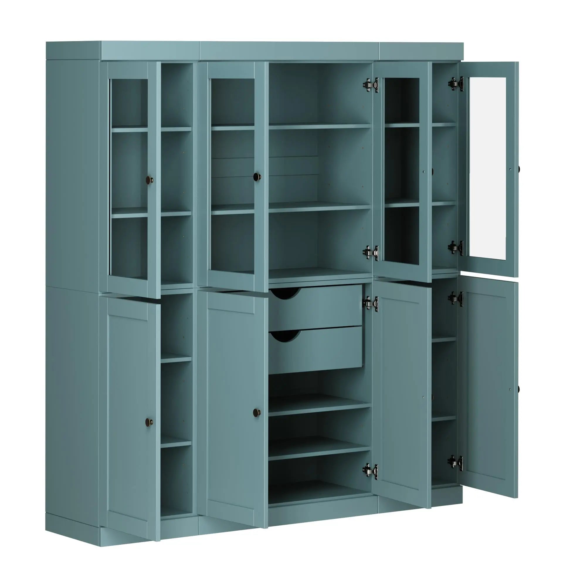 72" Aqua Solid Wood 8 Two Drawer Pantry Or Storage Closet Homeroots Kitchen & Dining