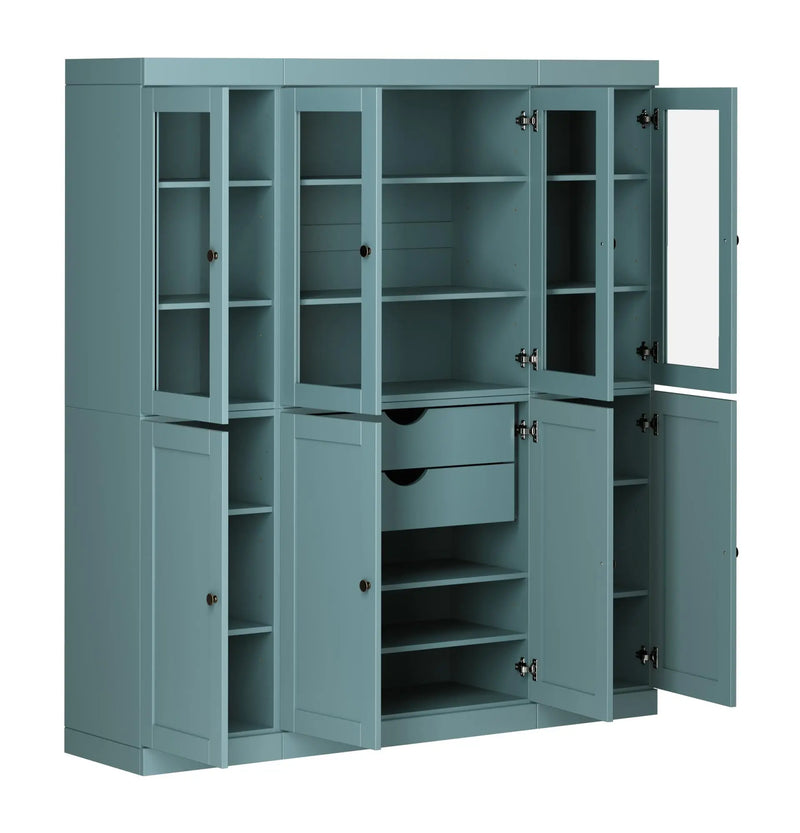 72" Aqua Solid Wood 8 Two Drawer Pantry Or Storage Closet Homeroots Kitchen & Dining