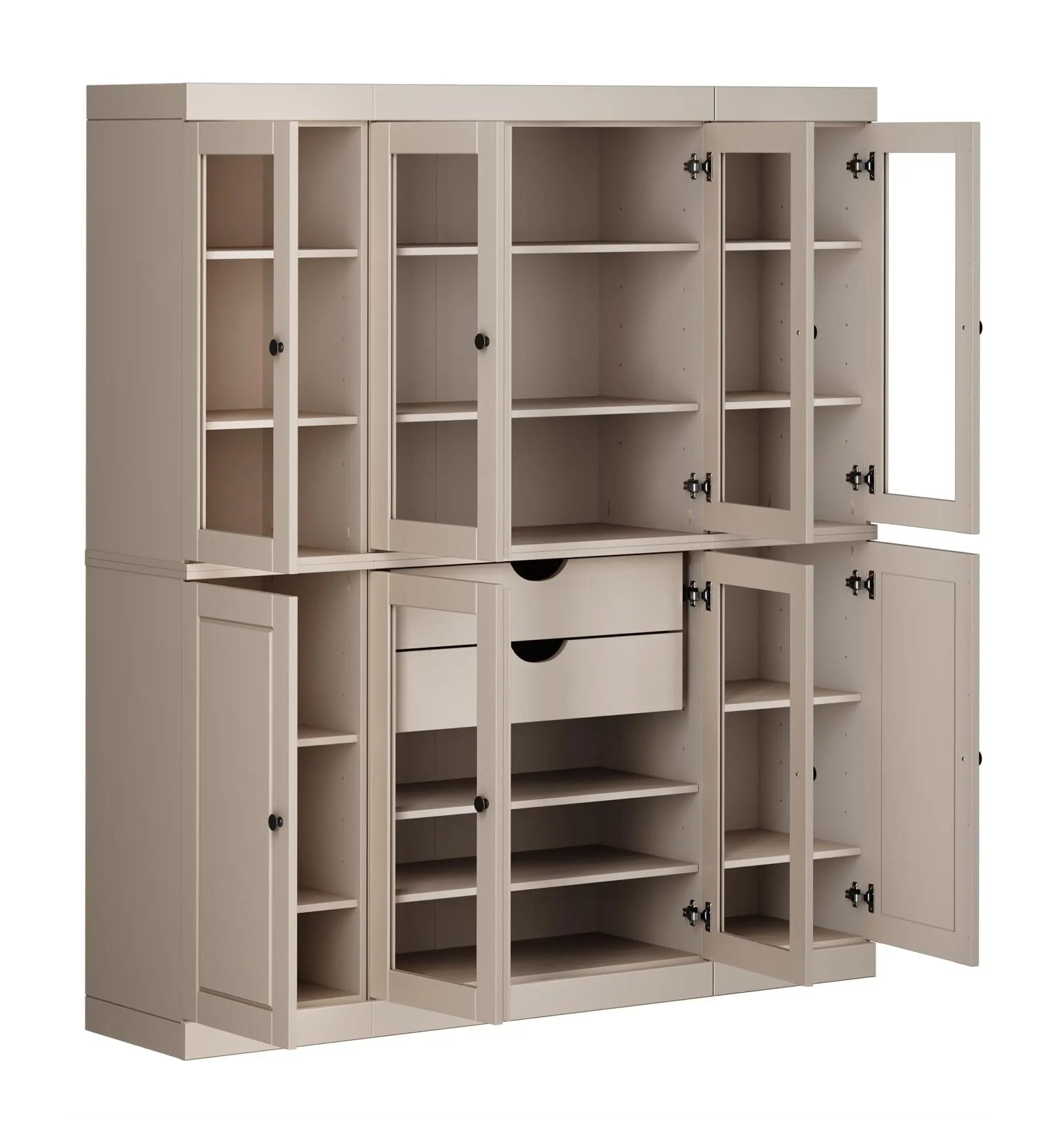 72" Beige Solid Wood 8 Two Drawer Pantry Or Storage Closet Homeroots Kitchen & Dining