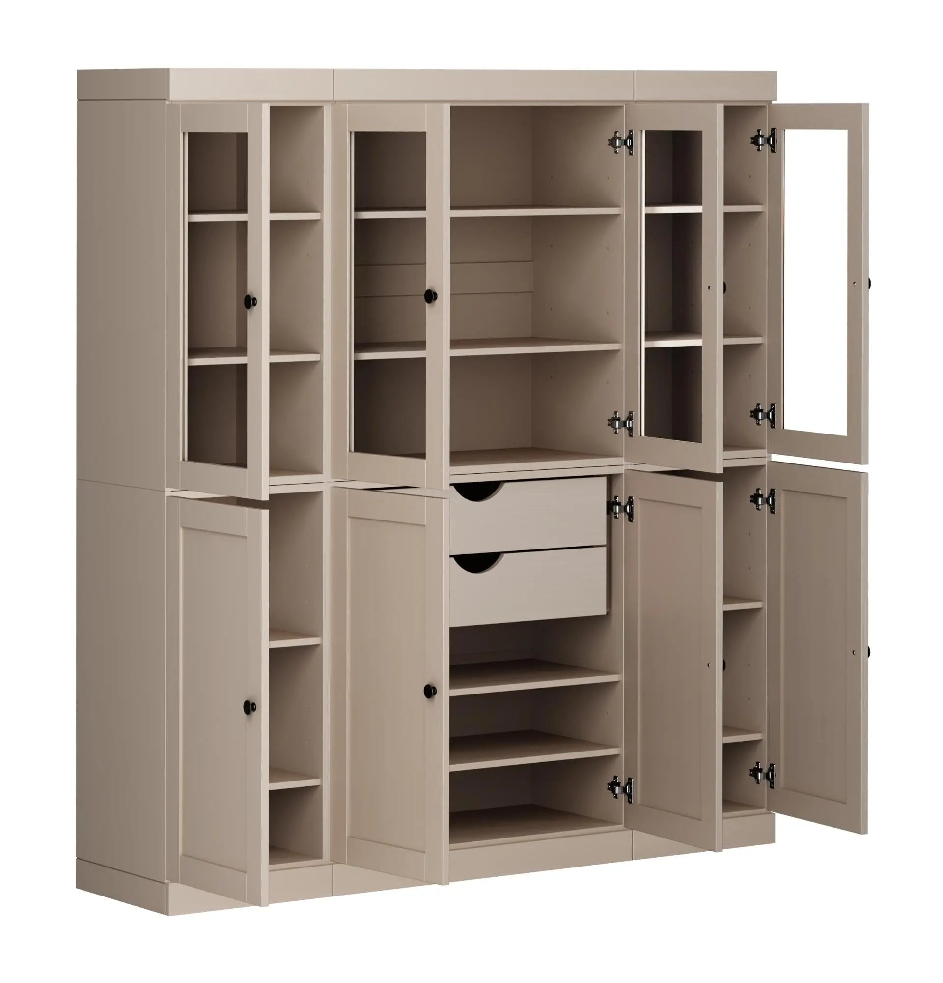 72" Beige Solid Wood 8 Two Drawer Pantry Or Storage Closet Homeroots Kitchen & Dining