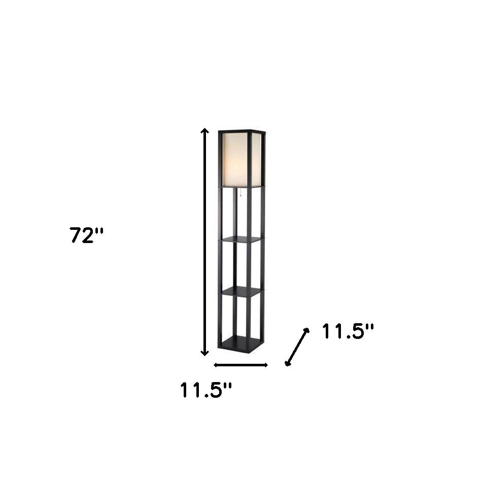72" Black And White Solid Wood Column With White Cotton Shade - GreatEagleInc