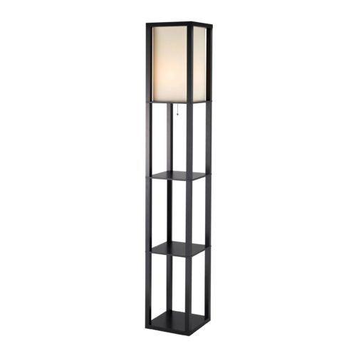 72" Black And White Solid Wood Column With White Cotton Shade - GreatEagleInc
