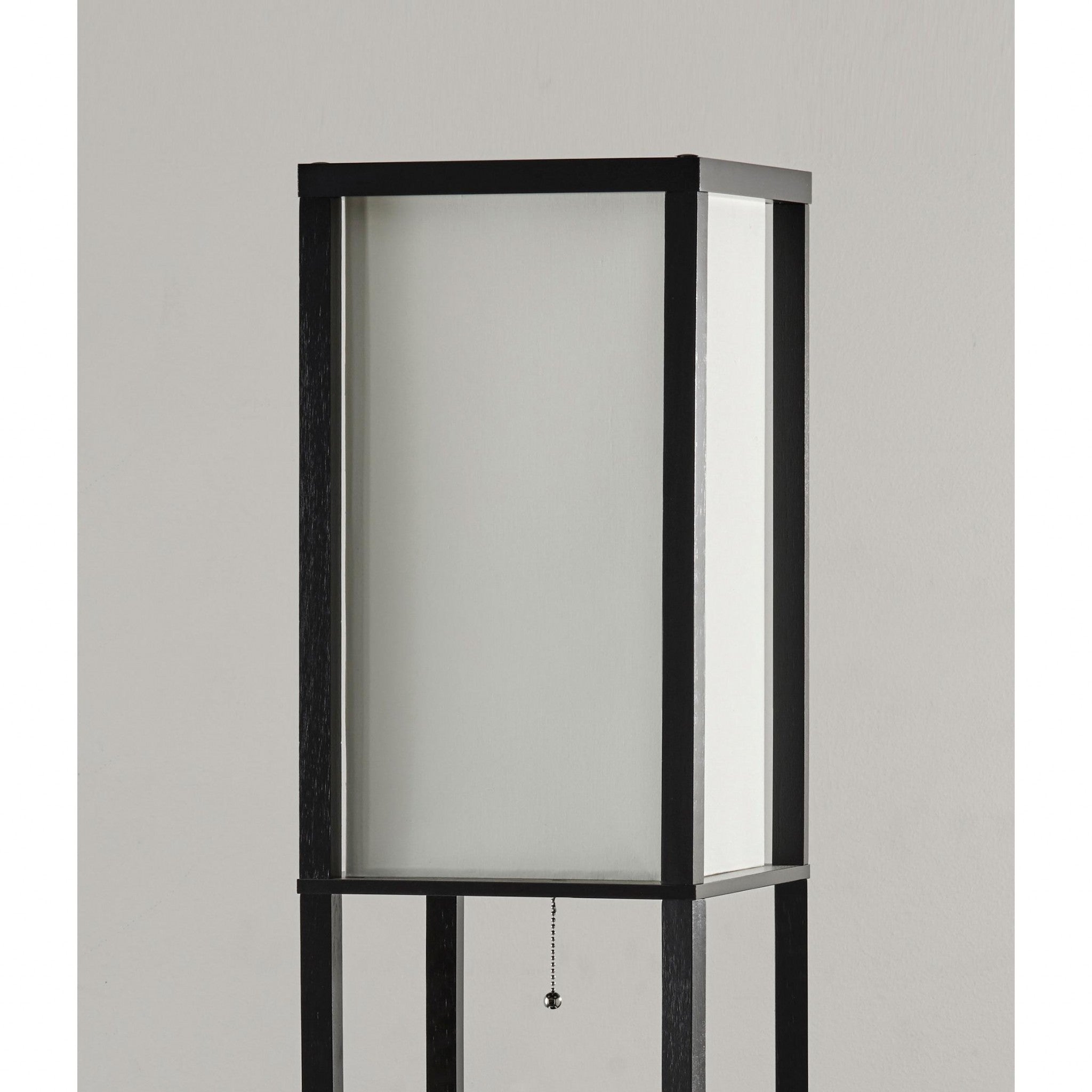 72" Black And White Solid Wood Column With White Cotton Shade - GreatEagleInc