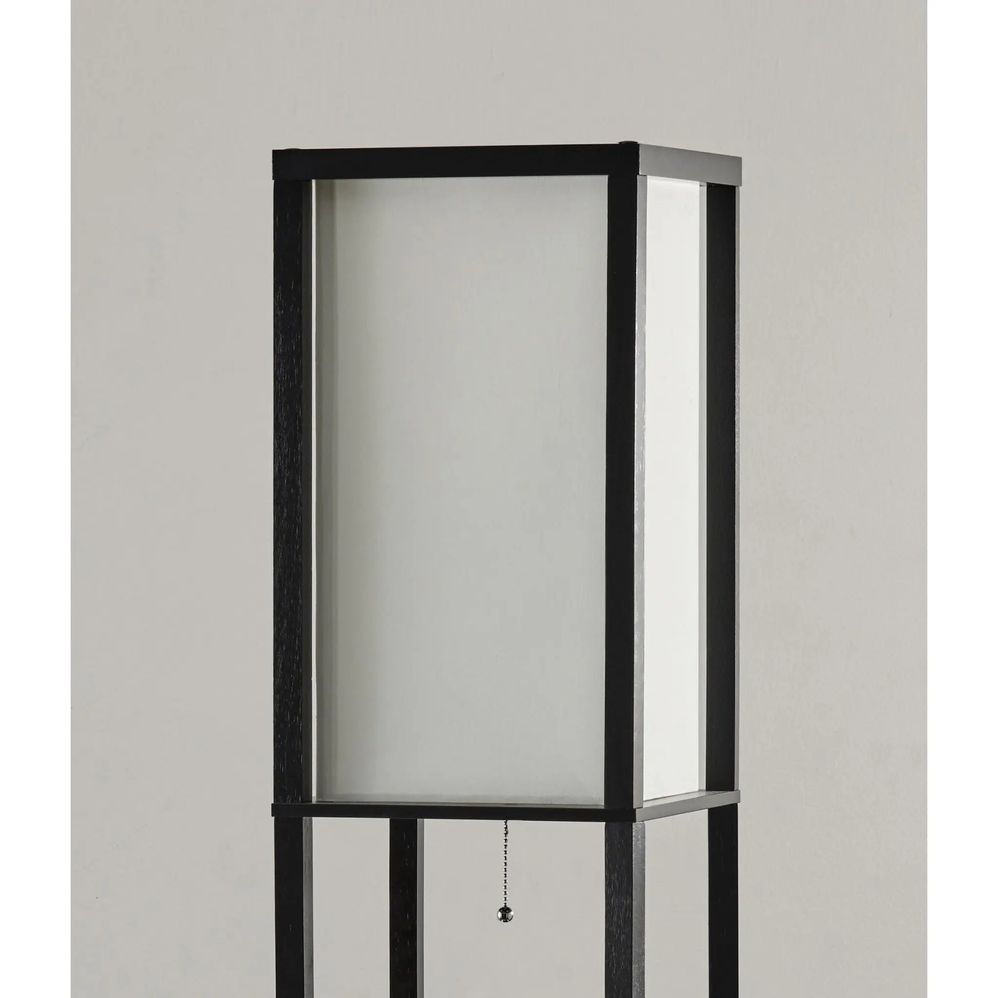 72" Black And White Solid Wood Column With White Cotton Shade - GreatEagleInc