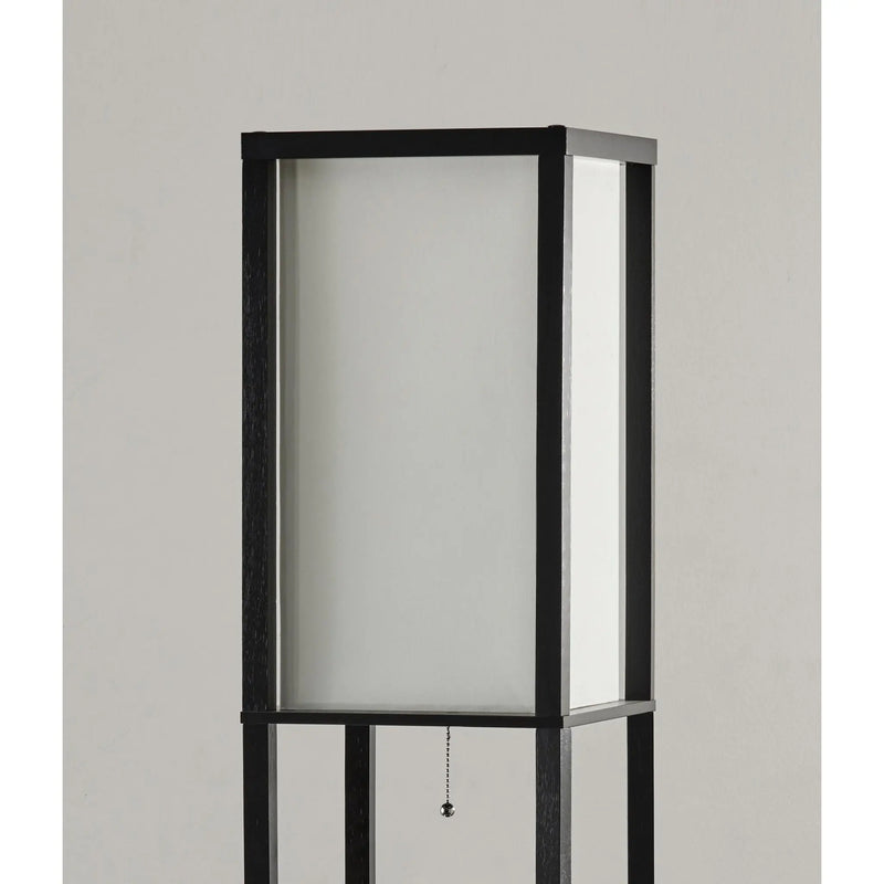 72" Black And White Solid Wood Column With White Cotton Shade - GreatEagleInc