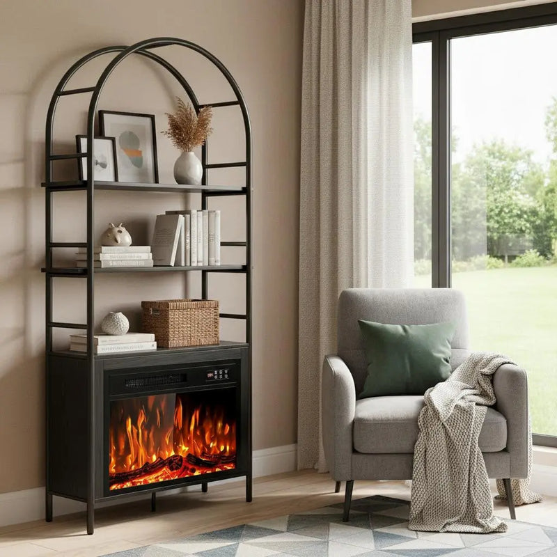 72" Black Wood Adjustable Three Tier Etagere Bookcase Homeroots Office