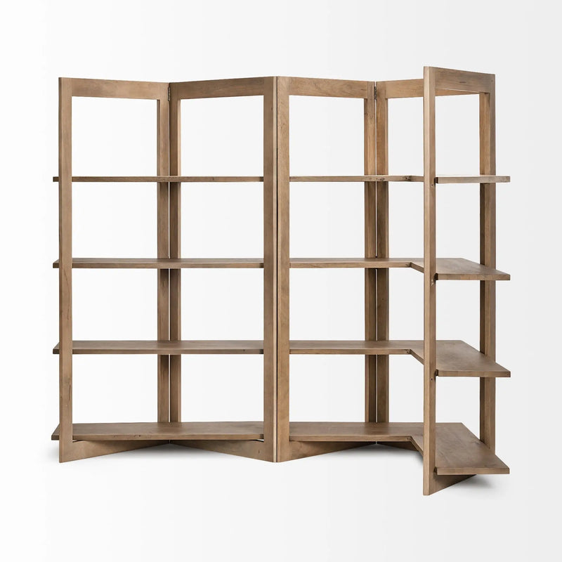72" Brown Solid Wood and Wood Four Tier Bookcase - GreatEagleInc