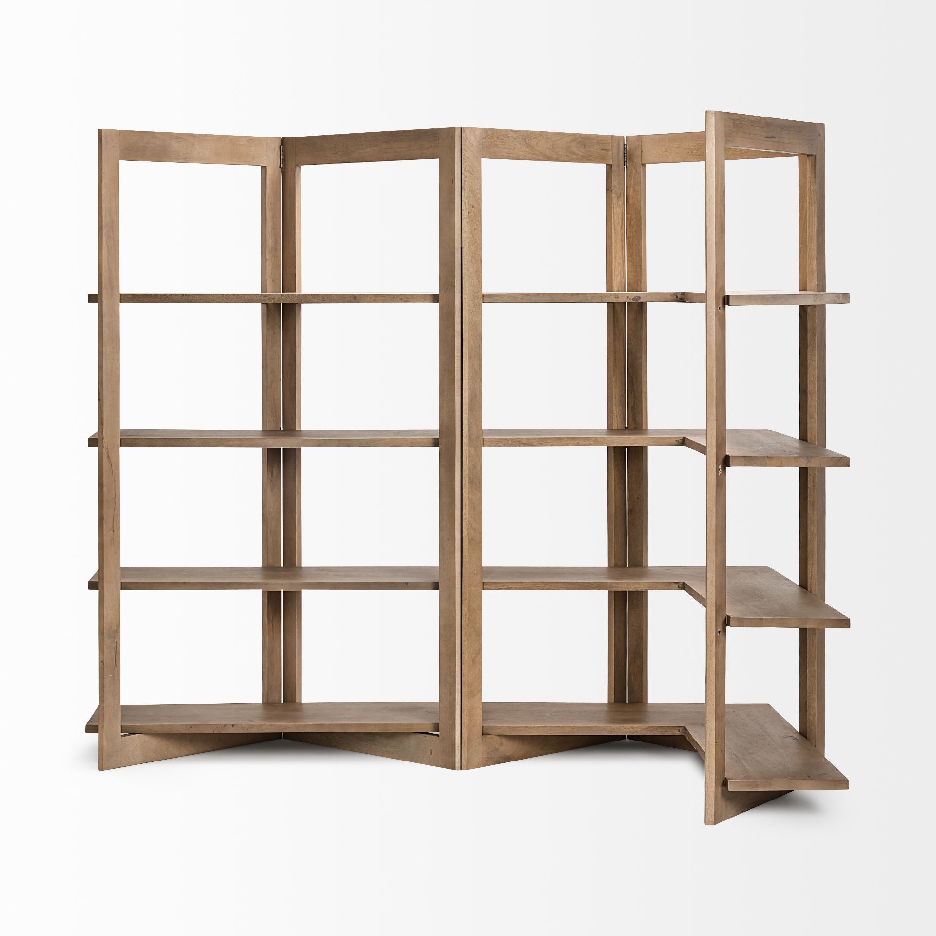 72" Brown Solid Wood and Wood Four Tier Bookcase - GreatEagleInc