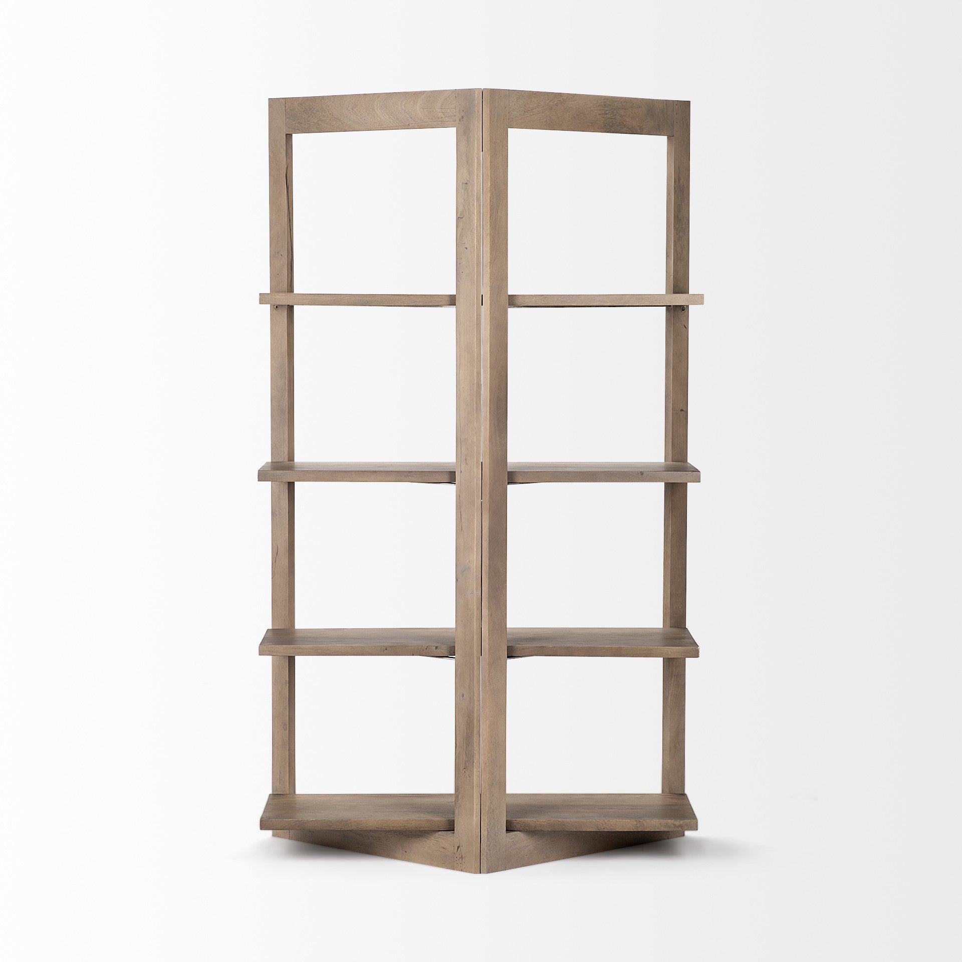 72" Brown Solid Wood and Wood Four Tier Bookcase - GreatEagleInc