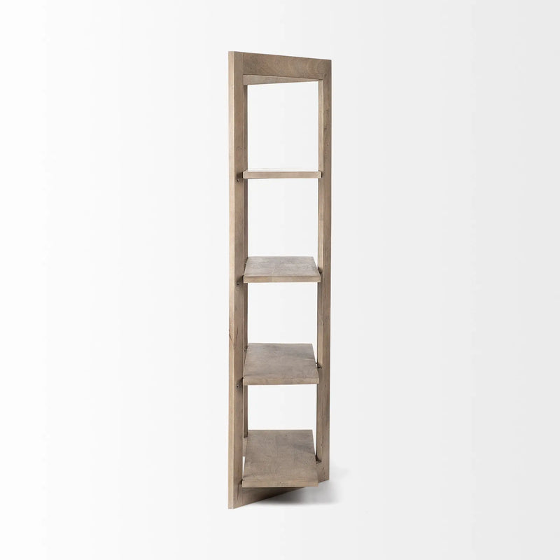 72" Brown Solid Wood and Wood Four Tier Bookcase - GreatEagleInc