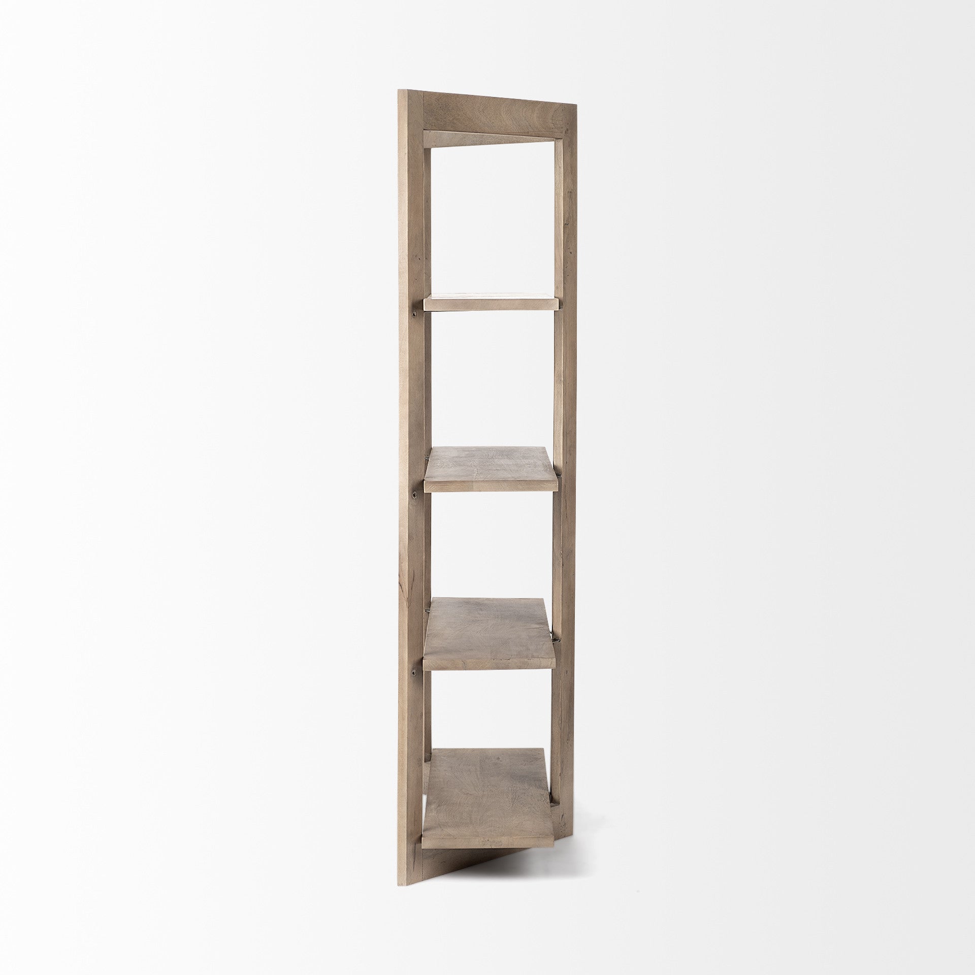 72" Brown Solid Wood and Wood Four Tier Bookcase - GreatEagleInc