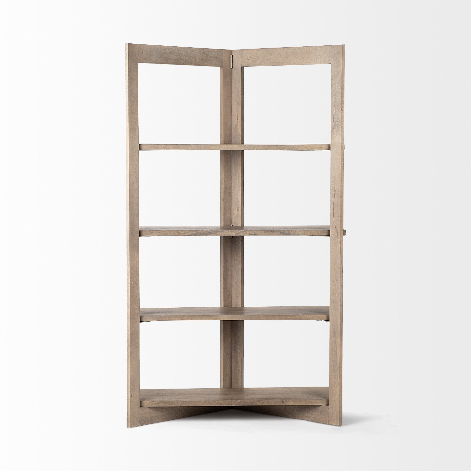 72" Brown Solid Wood and Wood Four Tier Bookcase - GreatEagleInc