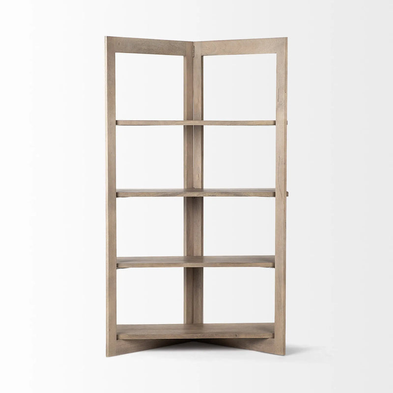 72" Brown Solid Wood and Wood Four Tier Bookcase - GreatEagleInc