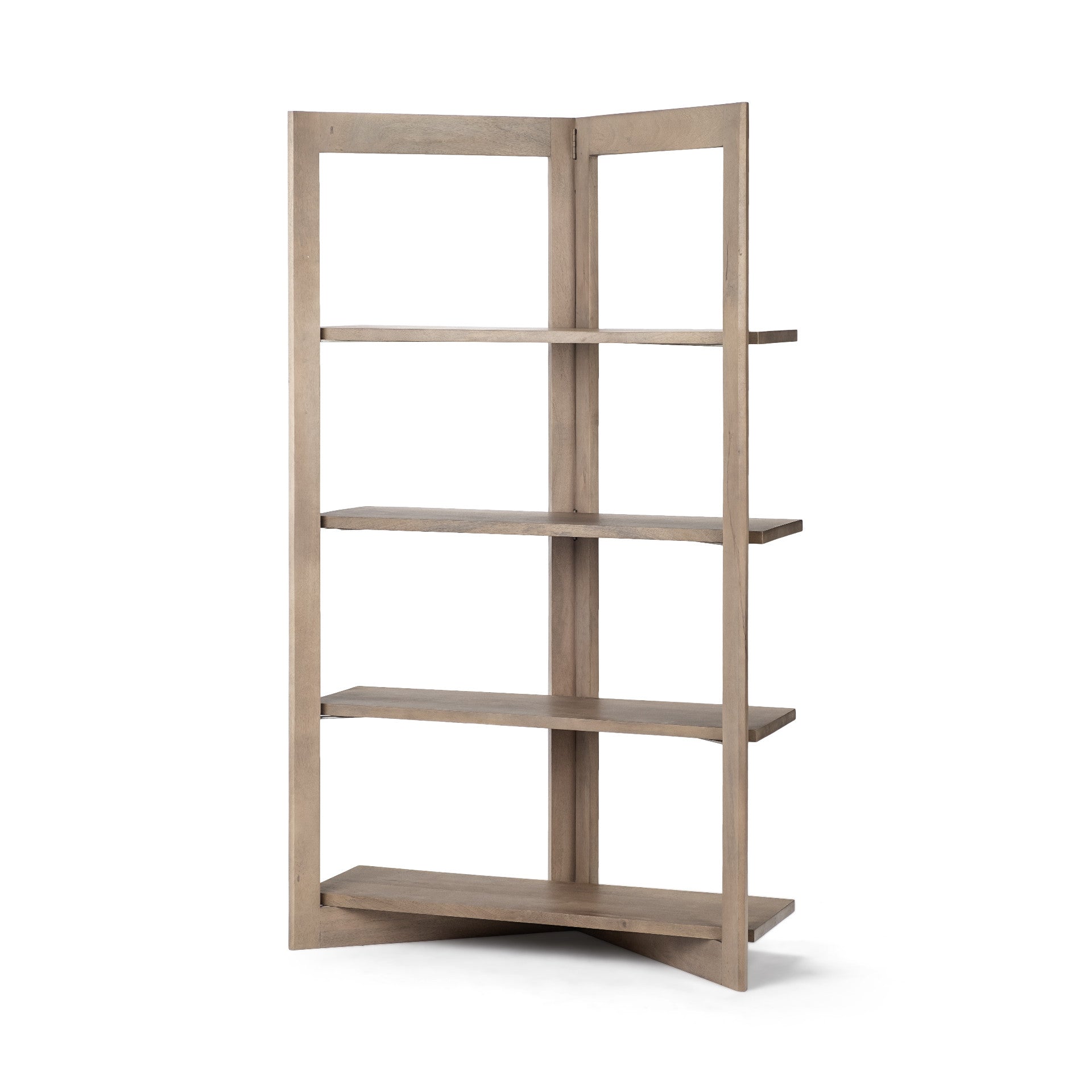 72" Brown Solid Wood and Wood Four Tier Bookcase - GreatEagleInc