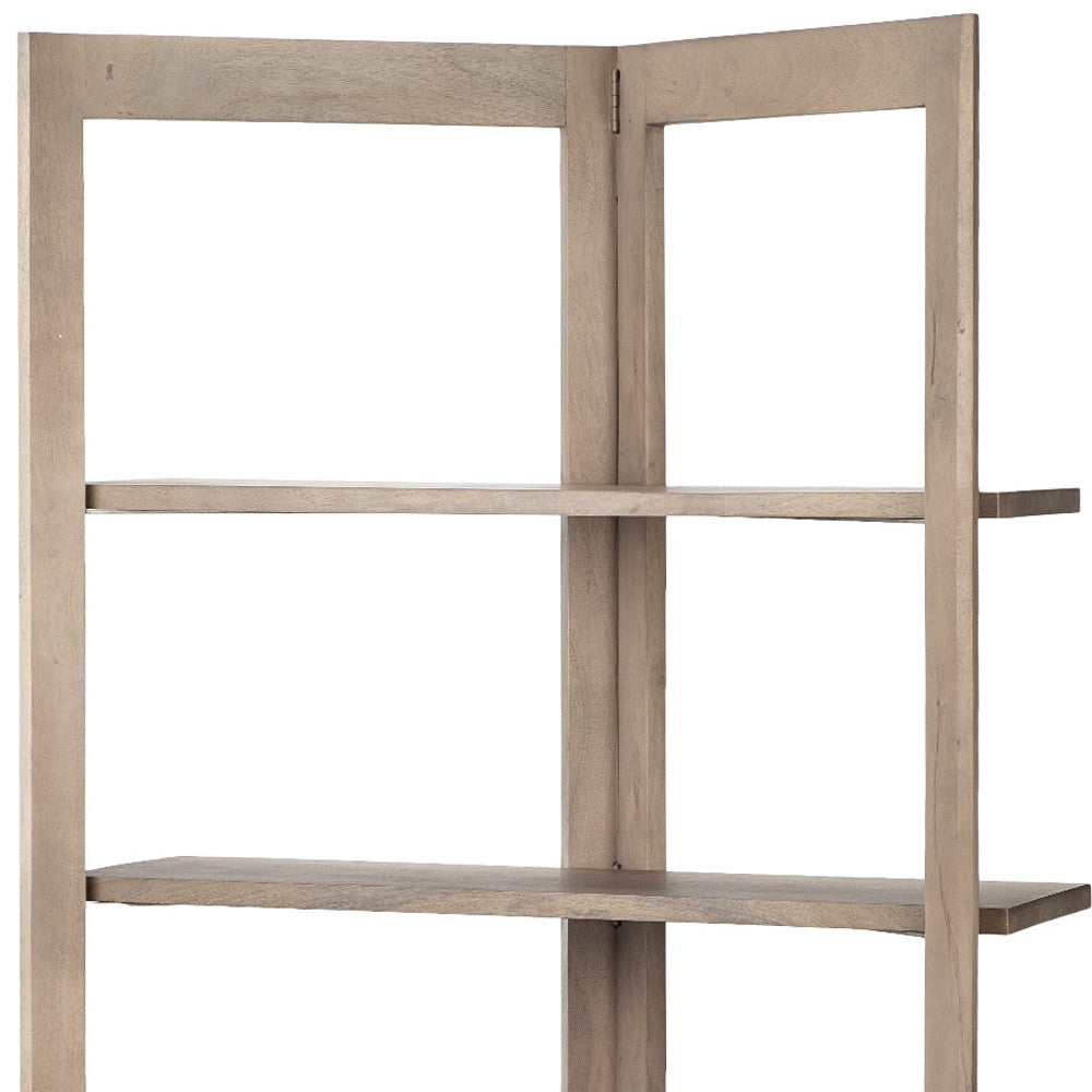 72" Brown Solid Wood and Wood Four Tier Bookcase - GreatEagleInc
