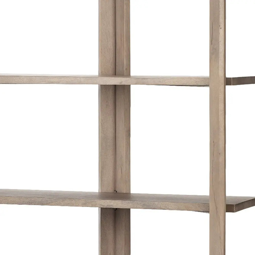 72" Brown Solid Wood and Wood Four Tier Bookcase - GreatEagleInc