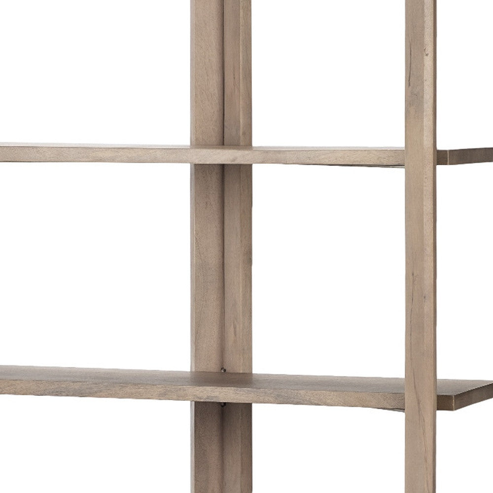 72" Brown Solid Wood and Wood Four Tier Bookcase - GreatEagleInc