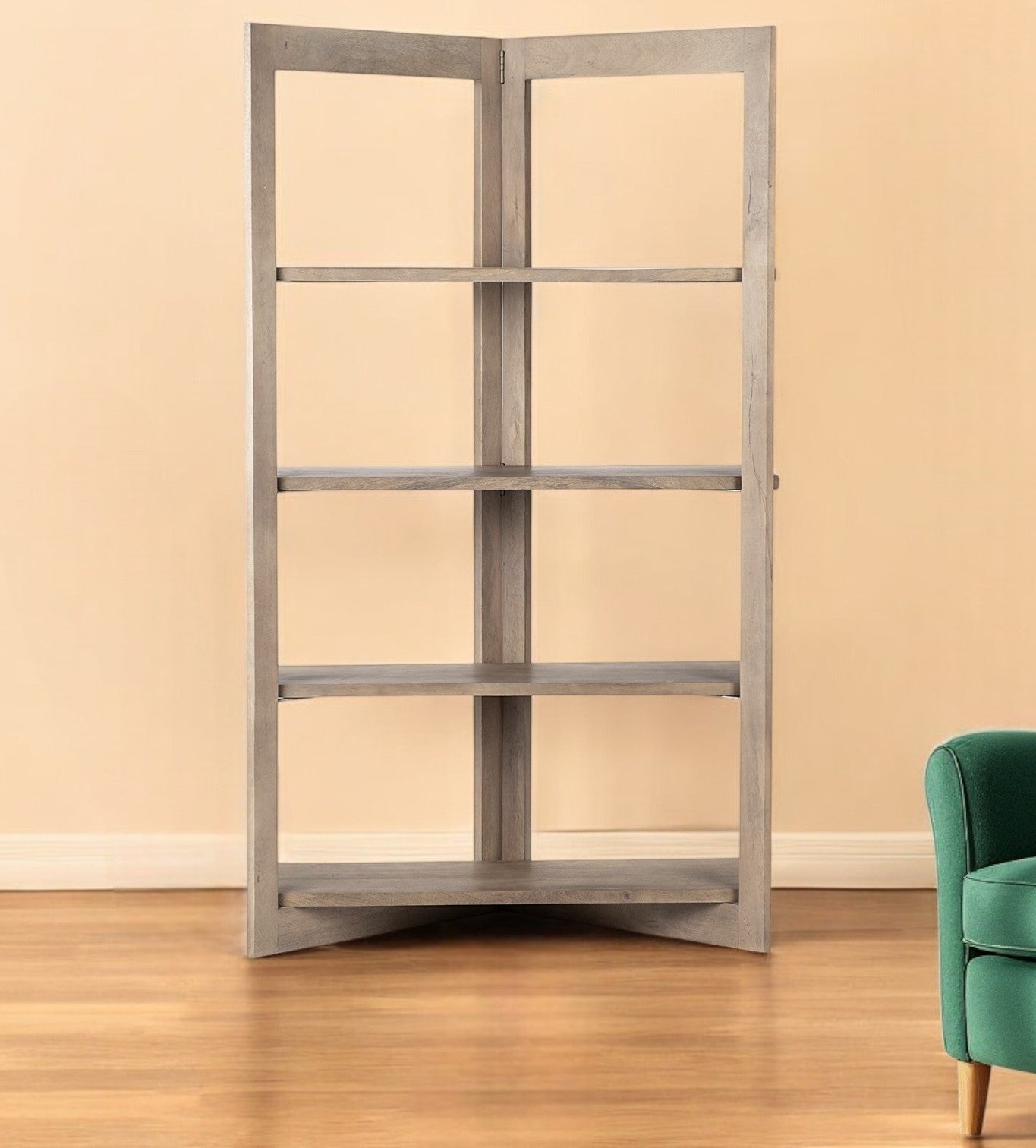 72" Brown Solid Wood and Wood Four Tier Bookcase - GreatEagleInc