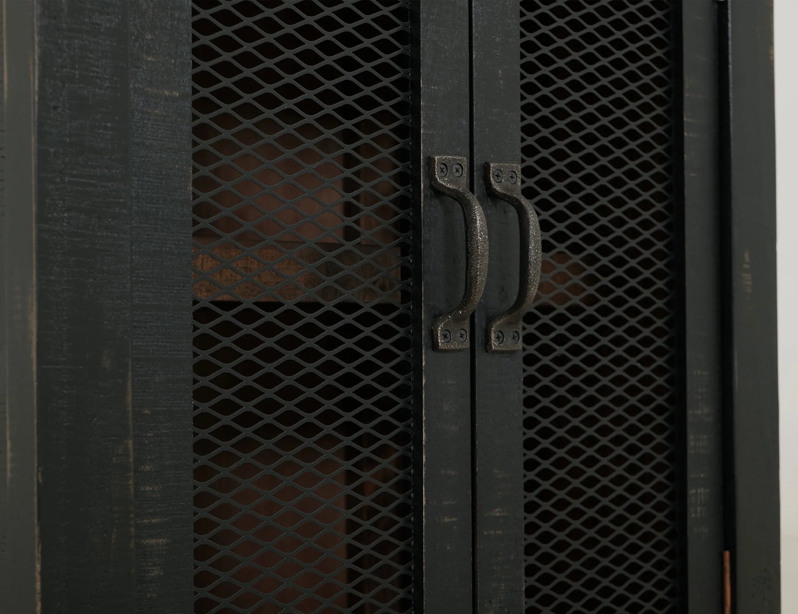 72" Brown and Black Distressed Wood Dining Hutch With Two Doors Homeroots Kitchen & Dining