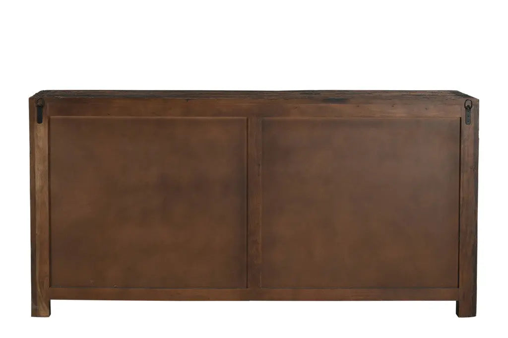 72" Dark Brown Distressed Reclaimed Wood Sideboard With Four Doors Homeroots Kitchen & Dining