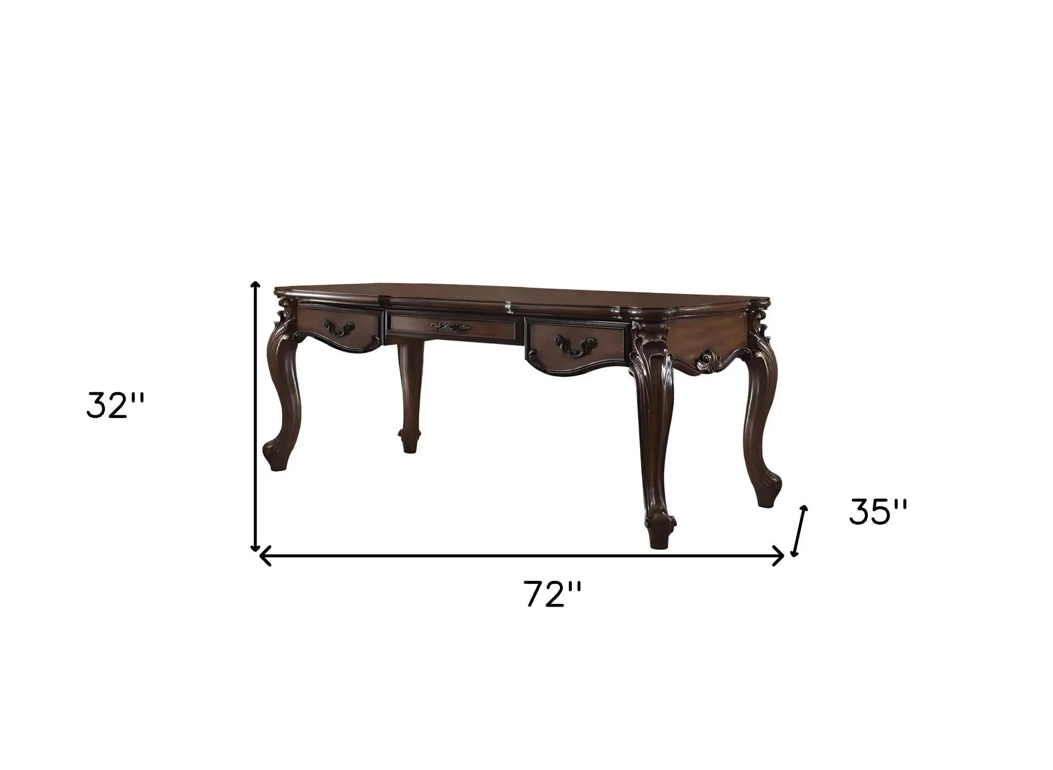 72" Dark Brown Wood Executive Desk With Three Drawers Homeroots Office