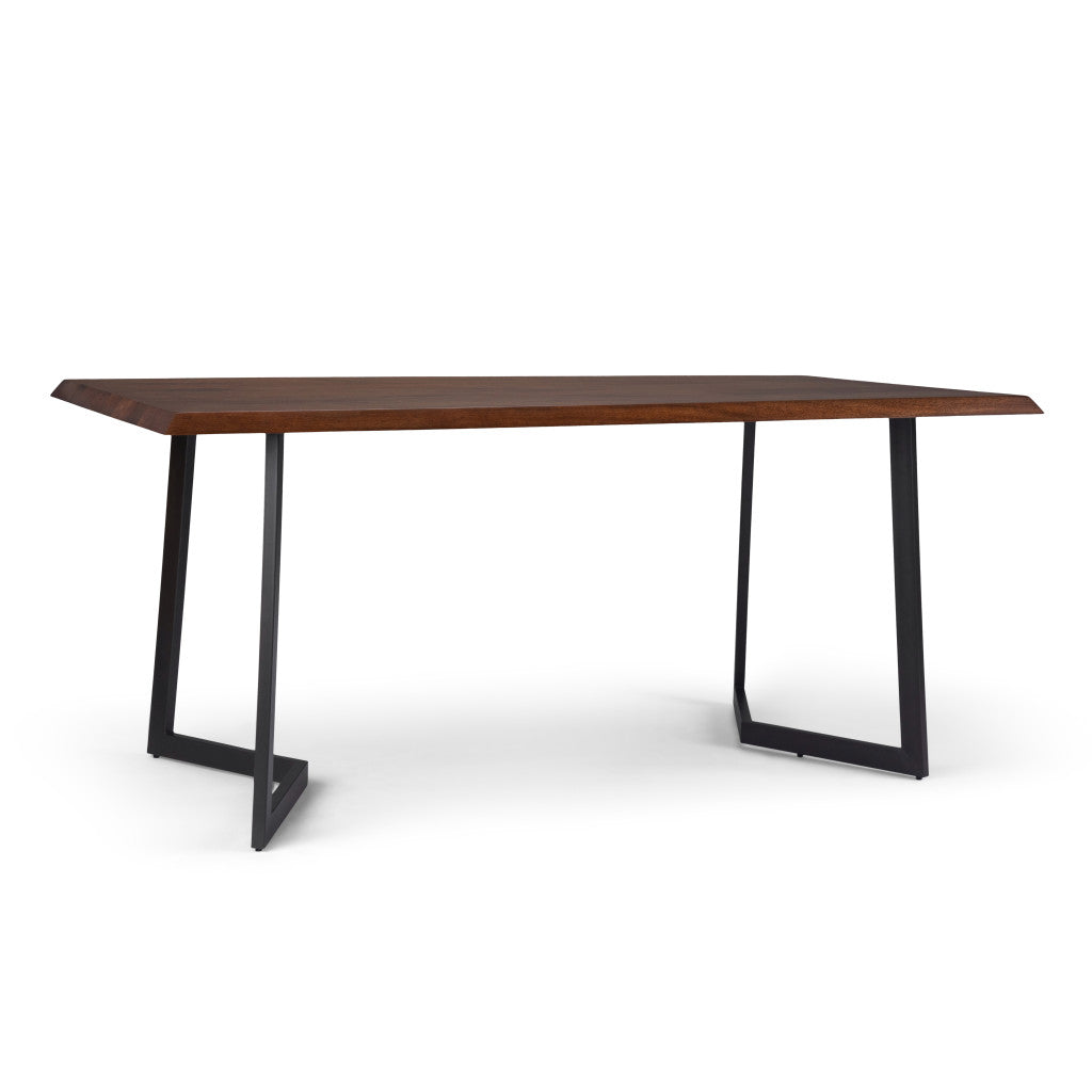 72" Dark Brown and Charcoal Solid Wood and Iron Frame Base Dining Table Homeroots Kitchen & Dining