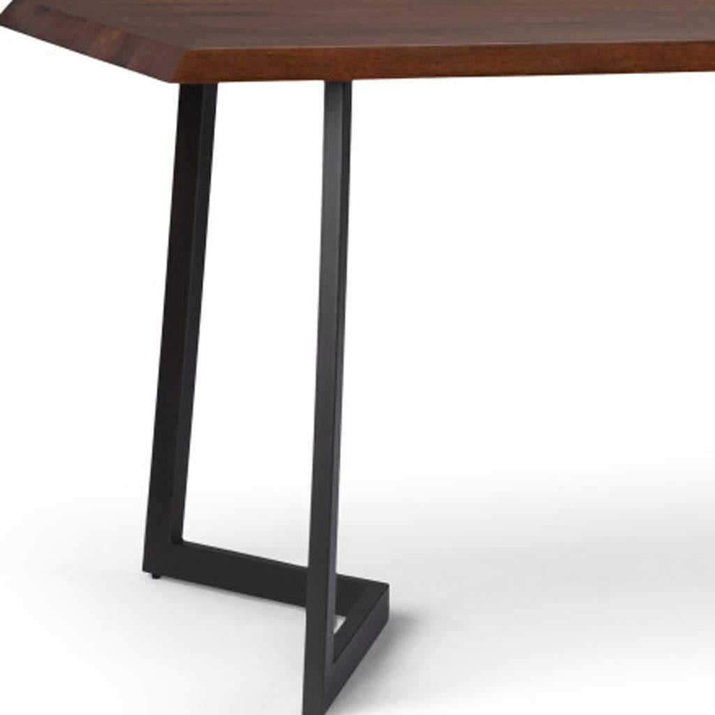 72" Dark Brown and Charcoal Solid Wood and Iron Frame Base Dining Table Homeroots Kitchen & Dining