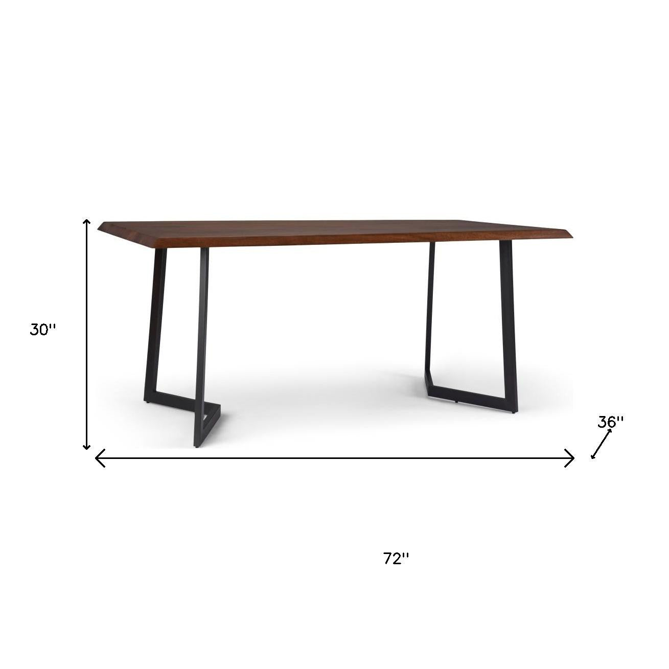 72" Dark Brown and Charcoal Solid Wood and Iron Frame Base Dining Table Homeroots Kitchen & Dining