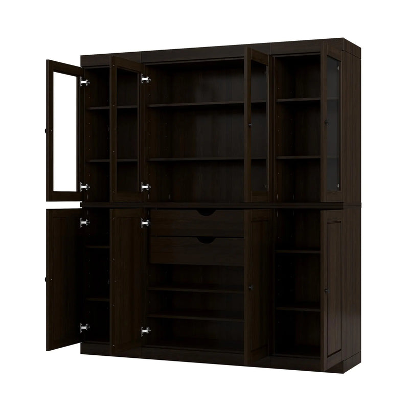 72" Espresso Solid Wood 8 Two Drawer Pantry Or Storage Closet Homeroots Kitchen & Dining